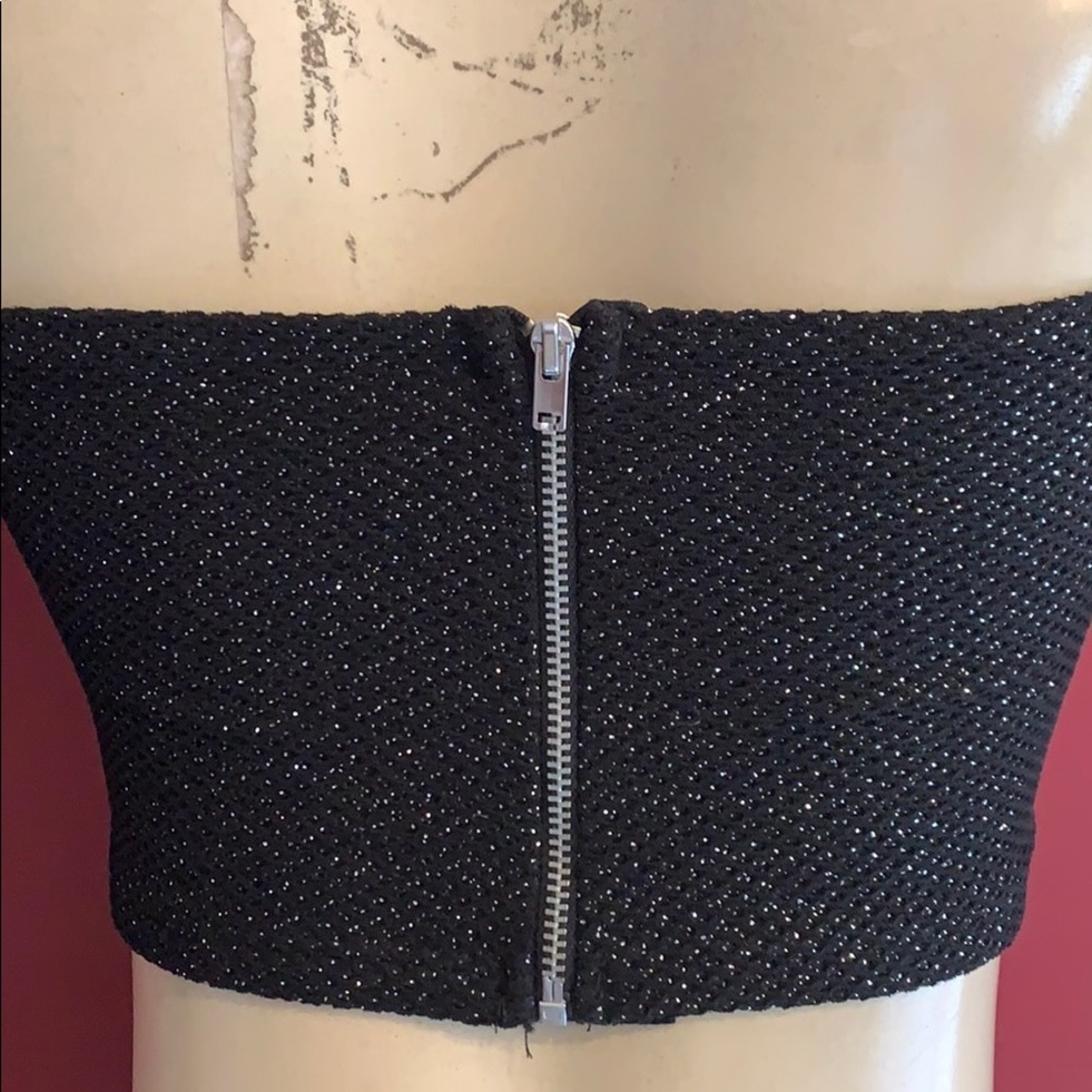 Sparkly black strapless crop tube top Small size 2 - Picture 6 of 8